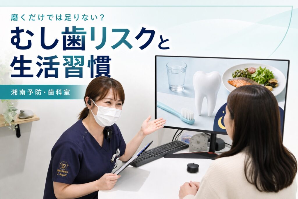 歯みがきだけでなく複数の生活要因からむし歯リスクを考えるアイキャッチ