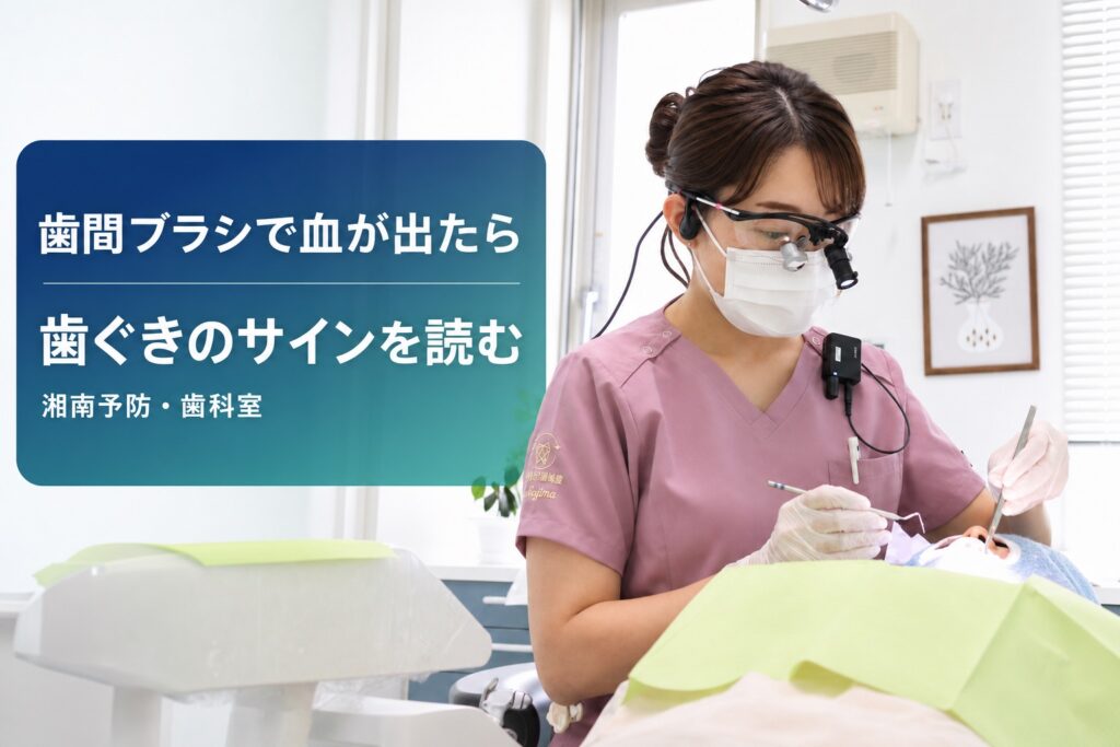 歯科衛生士のメインテナンス写真に「歯ぐきのサインを読む」と入れたブログのアイキャッチ